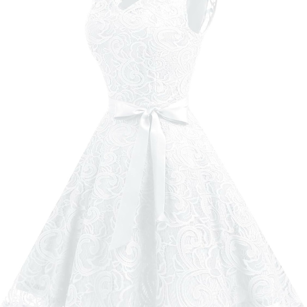 Lace v neck ivory dress Bridal wedding shower dress - Picture 3 of 4